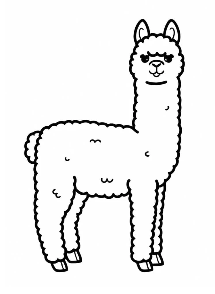 Disegno Alpaca in piedi con pelo riccio da colorare Disegno Alpaca in piedi con pelo riccio da colorare