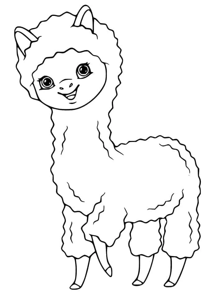 Disegno Alpaca sorridente con pelo ondulato da colorare Disegno Alpaca sorridente con pelo ondulato da colorare