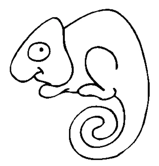 Disegno Camaleonte con la coda a spirale da colorare