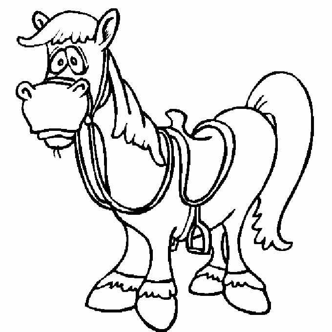 Disegno Cavallo dei cartoni animati con la sella da colorare Disegno Cavallo dei cartoni animati con la sella da colorare