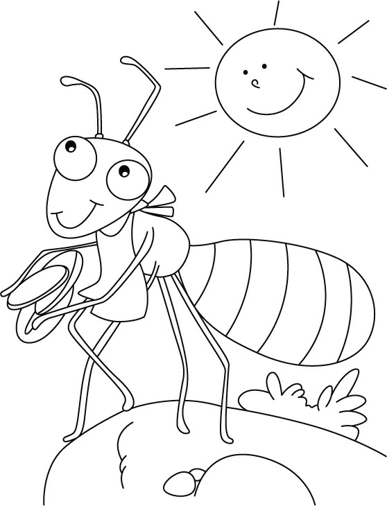 Disegno Formica sorridente sotto il sole da colorare