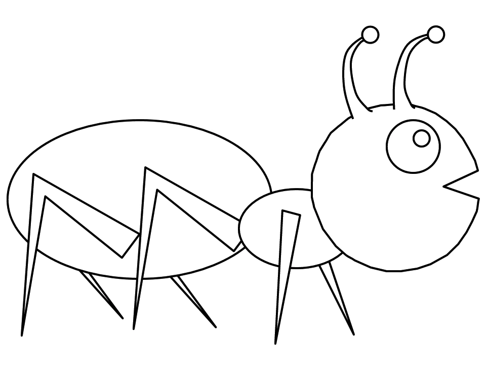 Disegno Formica con un grande occhio rotondo e antenne da colorare
