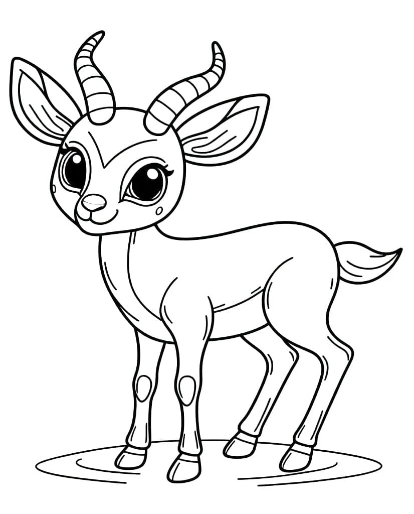 Disegno Gazzella con corna curve e grandi occhi da colorare Disegno Gazzella con corna curve e grandi occhi da colorare