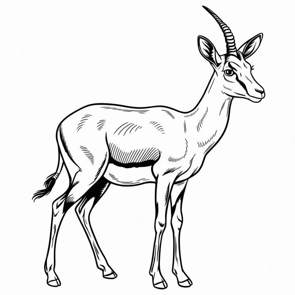 Disegno Gazzella in piedi di profilo da colorare