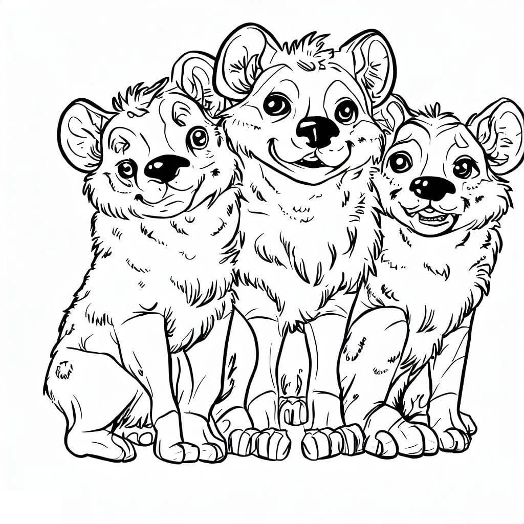 Disegno Iena tre iene sedute insieme da colorare