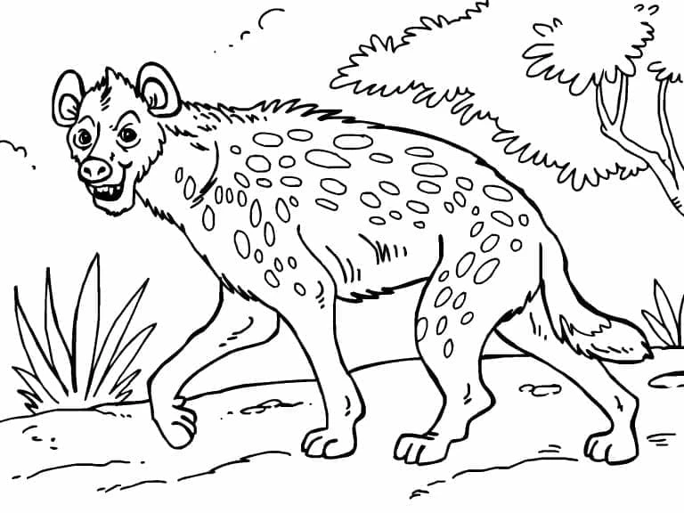 Disegno Iena che camminata nella savana da colorare