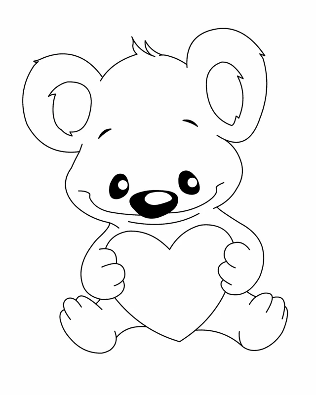 Disegno Koala che tiene un grande cuore da colorare Disegno Koala che tiene un grande cuore da colorare