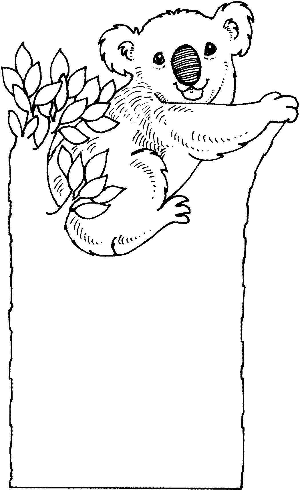 Disegno Koala che si arrampica su un tronco da colorare Disegno Koala che si arrampica su un tronco da colorare