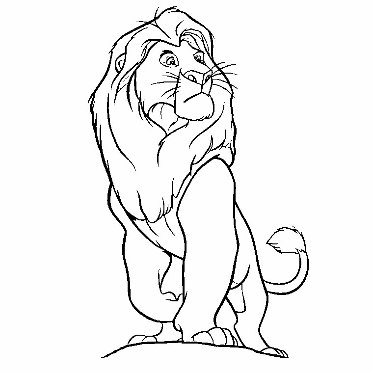 Disegno Leone in piedi con folta criniera da colorare