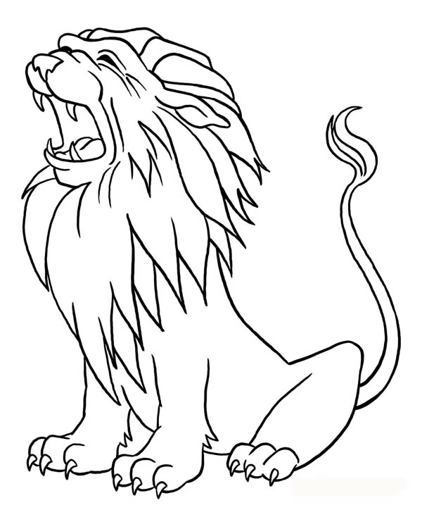 Disegno Leone che ruggisce a bocca aperta da colorare Disegno Leone che ruggisce a bocca aperta da colorare