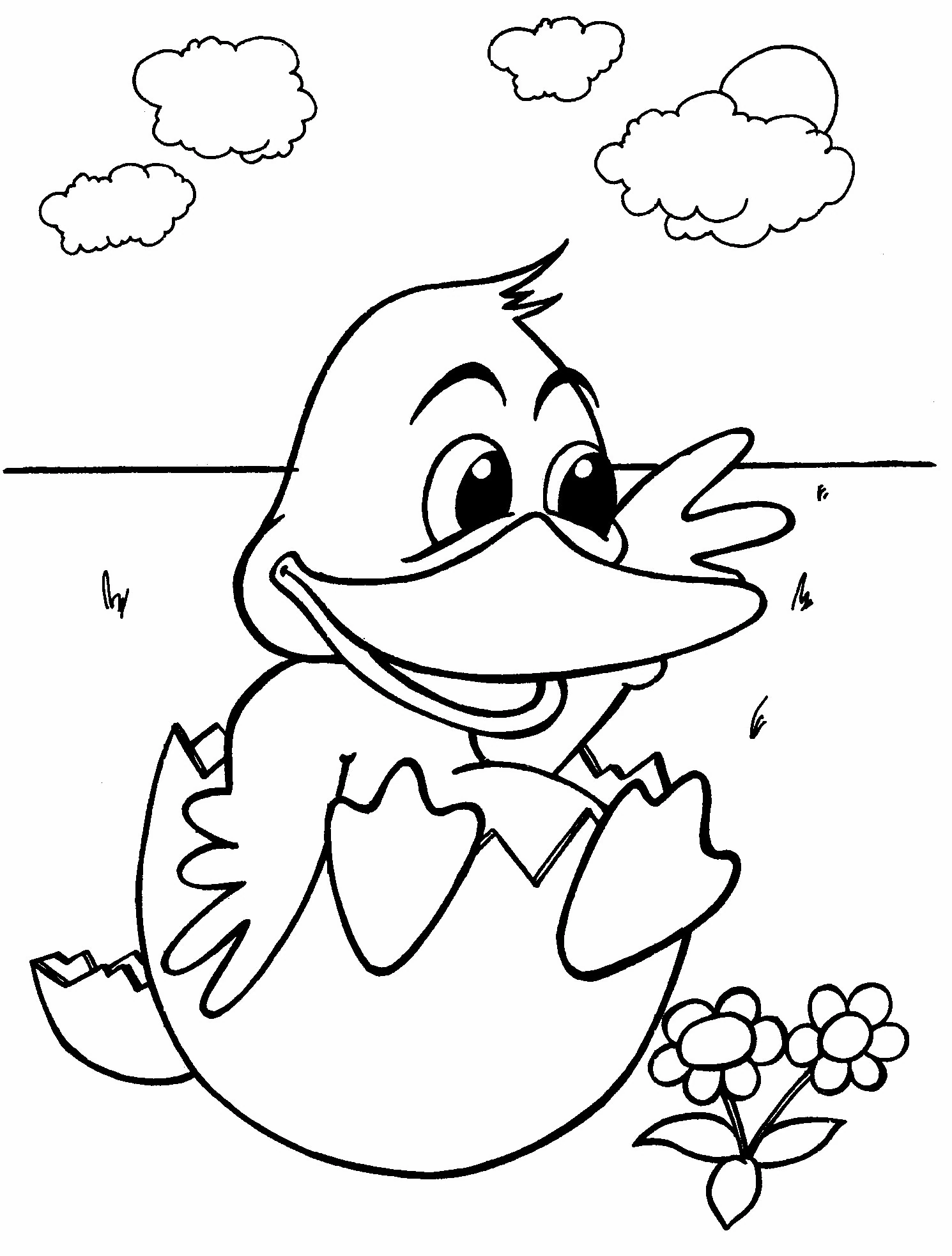 Disegno Oca che esce dall'uovo da colorare Disegno Oca che esce dall'uovo da colorare