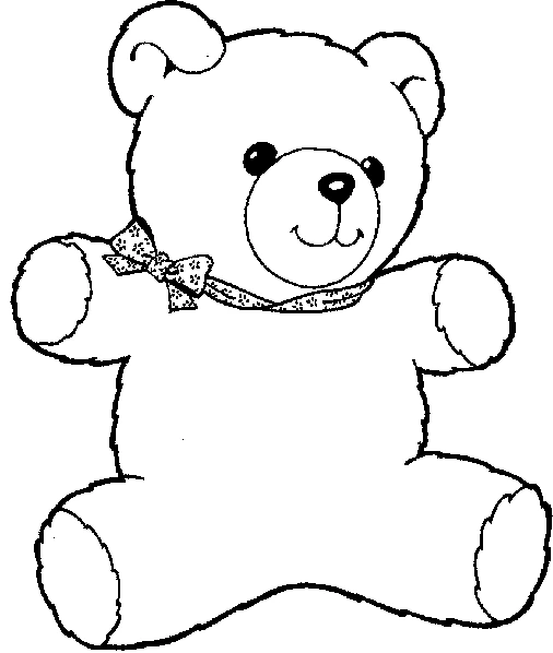 Disegno Orso di peluche seduto con fiocco da colorare Disegno Orso di peluche seduto con fiocco da colorare