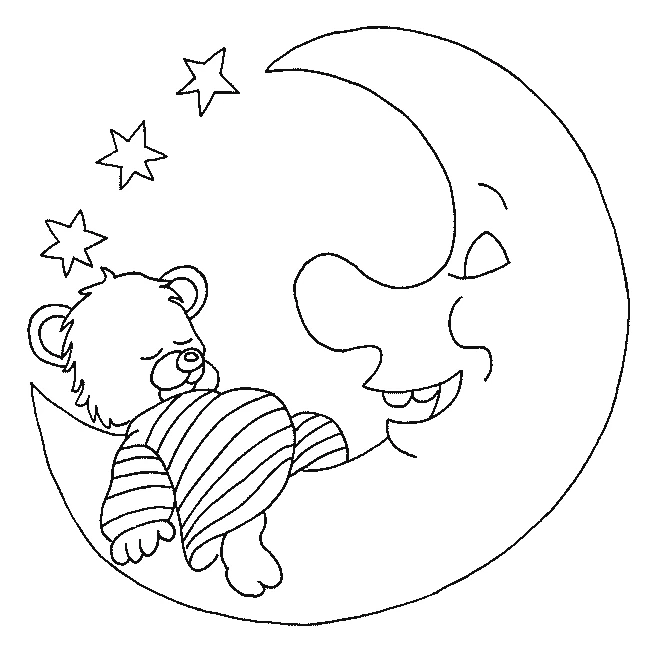 Disegno Orso che dorme su una luna crescente da colorare Disegno Orso che dorme su una luna crescente da colorare