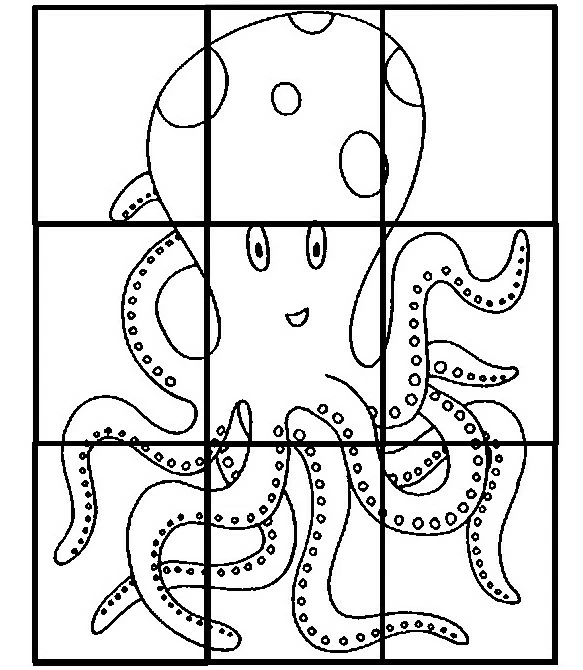 Disegno Polpo in griglia da puzzle da colorare Disegno Polpo in griglia da puzzle da colorare