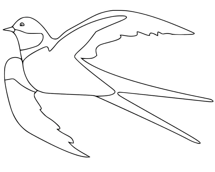 Disegno Rondine in volo con ali aperte da colorare