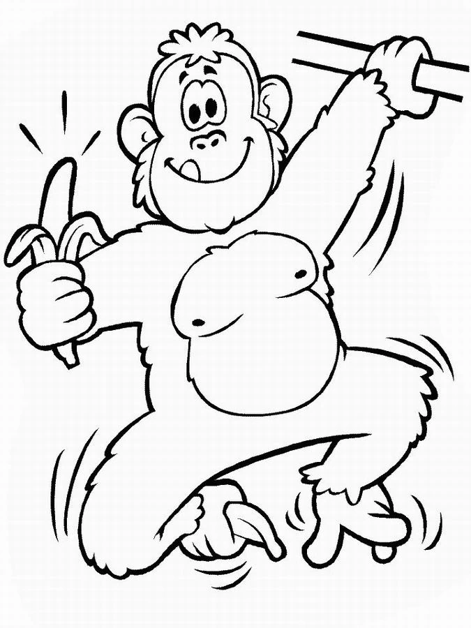 Disegno Scimpanzé appeso con una banana da colorare