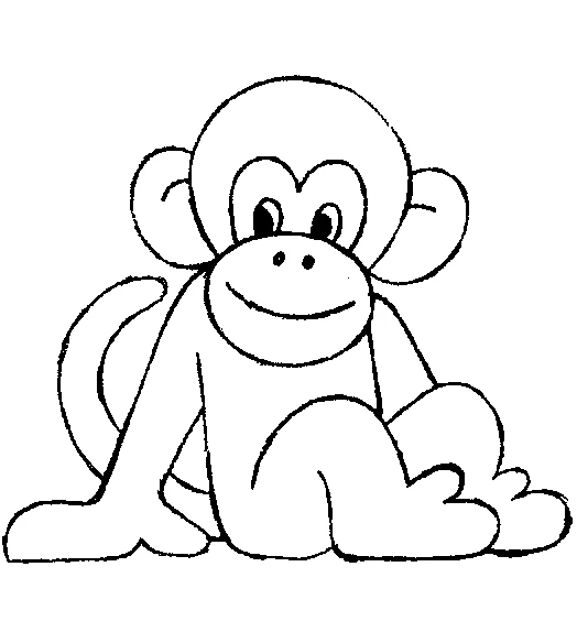 Disegno Scimpanzé seduto con un grande sorriso da colorare Disegno Scimpanzé seduto con un grande sorriso da colorare