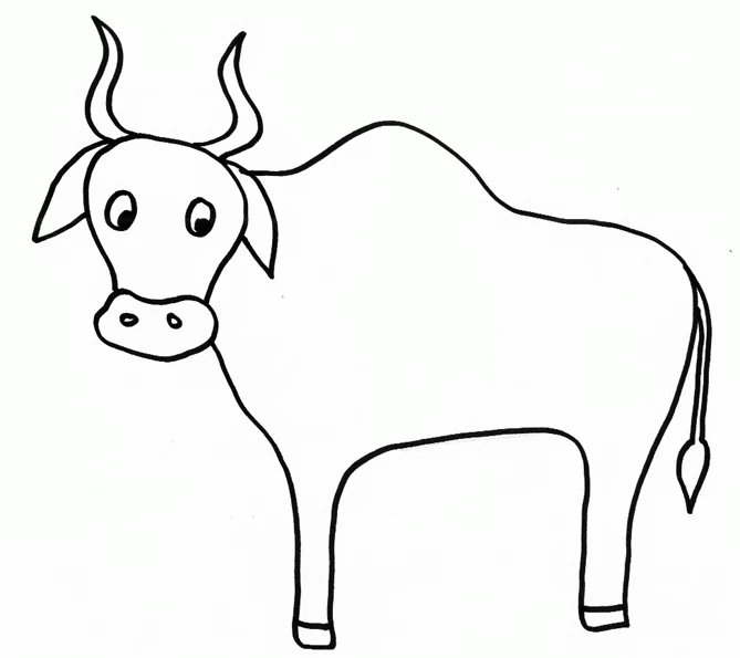 Disegno Toro in piedi con lunghe corna da colorare Disegno Toro in piedi con lunghe corna da colorare