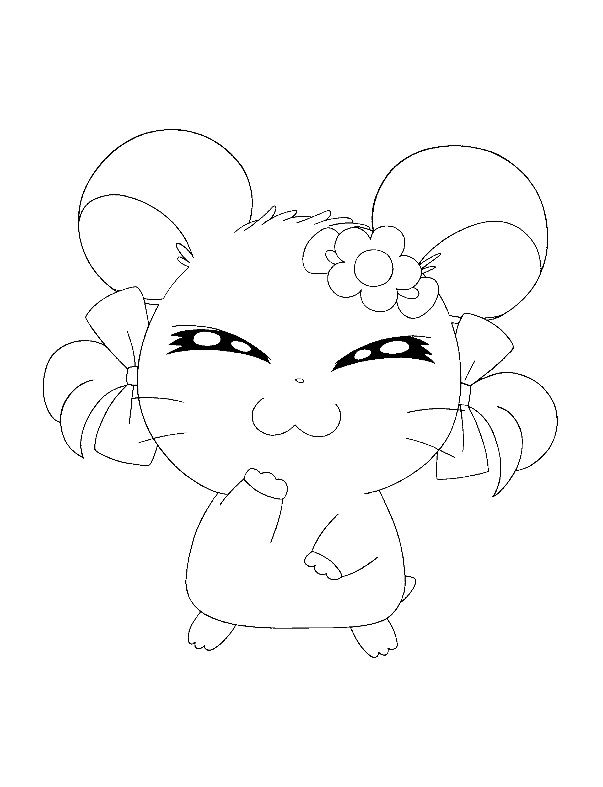 Disegno Hamtaro con fiore e fiocchi da colorare Disegno Hamtaro con fiore e fiocchi da colorare