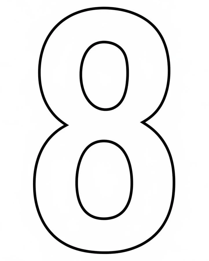 Disegno Numero 8 con contorno spesso da colorare