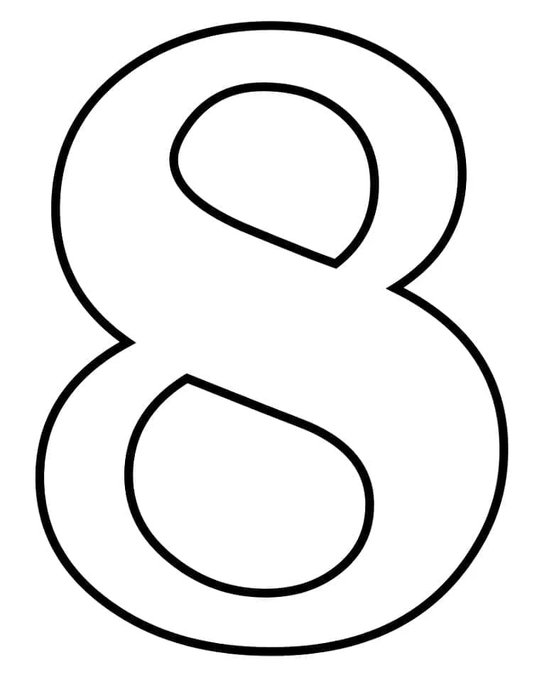 Disegno Numero 8 in forma arrotondata da colorare