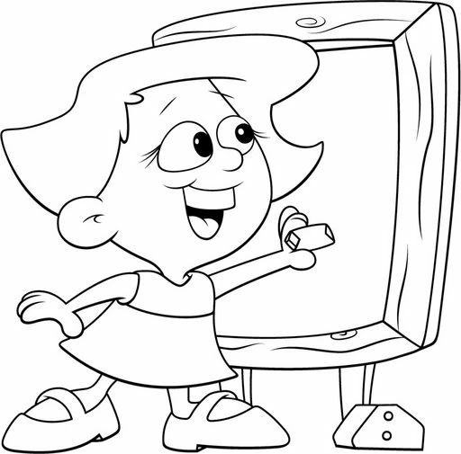 Disegno Insegnante che scrive alla lavagna da colorare