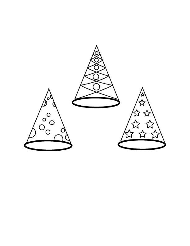 Disegno Tre cappelli da mago con motivi diversi da colorare Disegno Tre cappelli da mago con motivi diversi da colorare