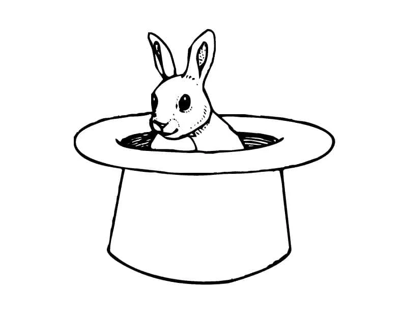 Disegno Coniglio che spunta da un cappello da mago da colorare