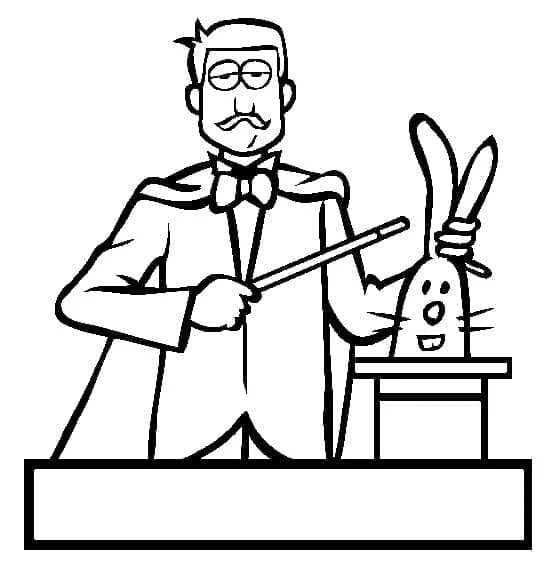 Disegno Mago che tira un coniglio dal cappello da colorare