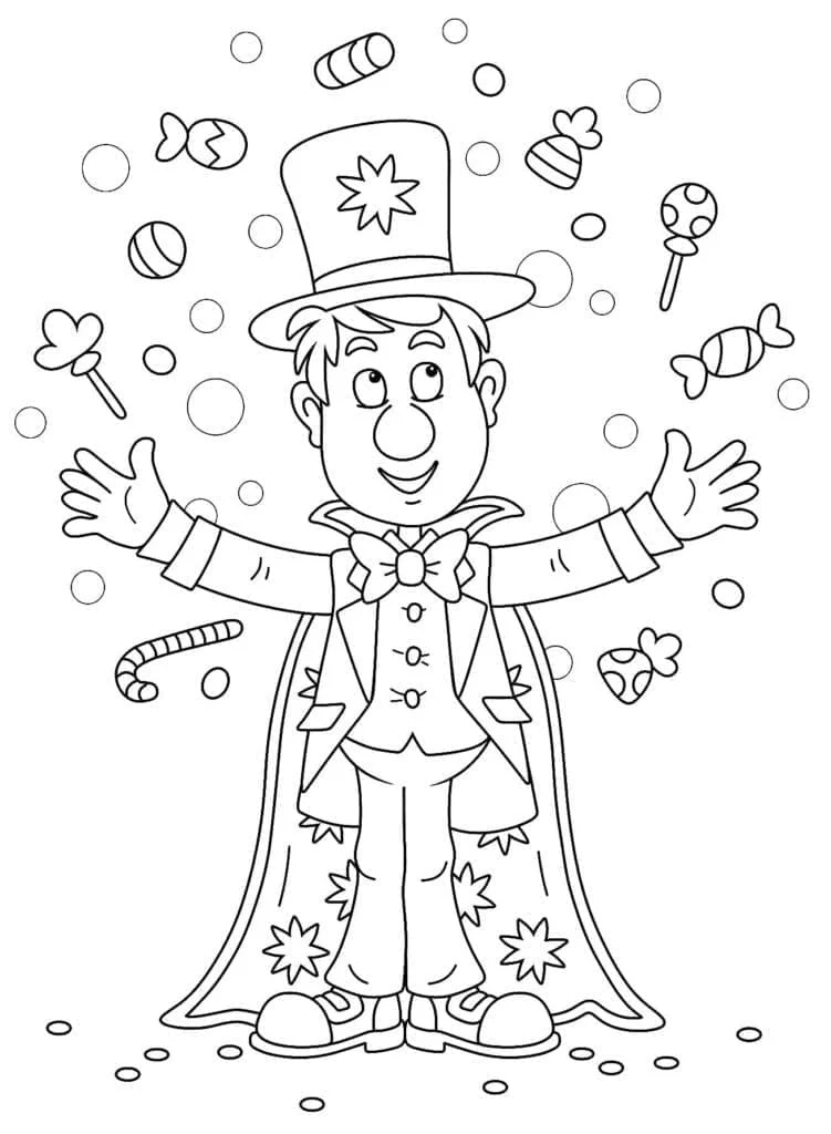 Disegno Mago che esegue un trucco di magia da colorare