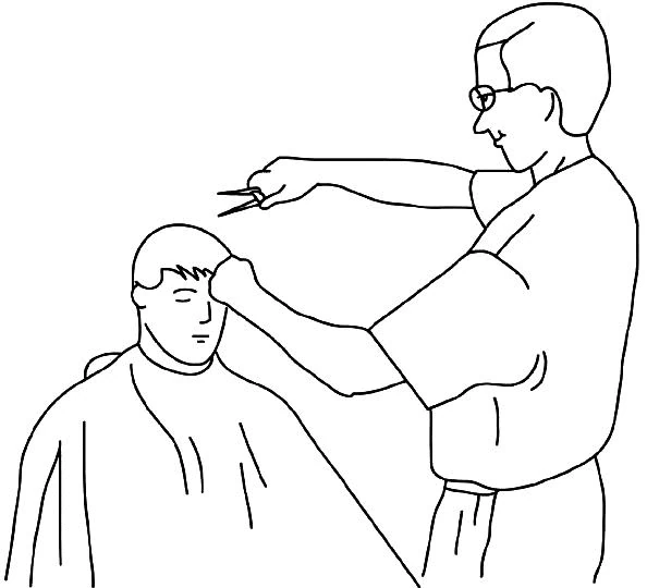 Disegno Parrucchiere che taglia i capelli a un cliente da colorare