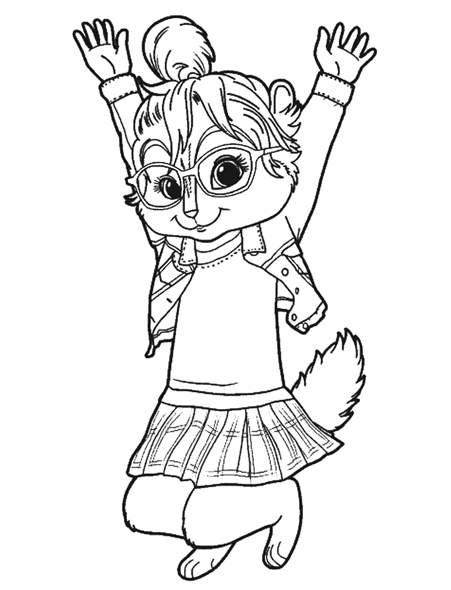 Disegno Jeanette di Alvin e the Chipmunks che salta da colorare