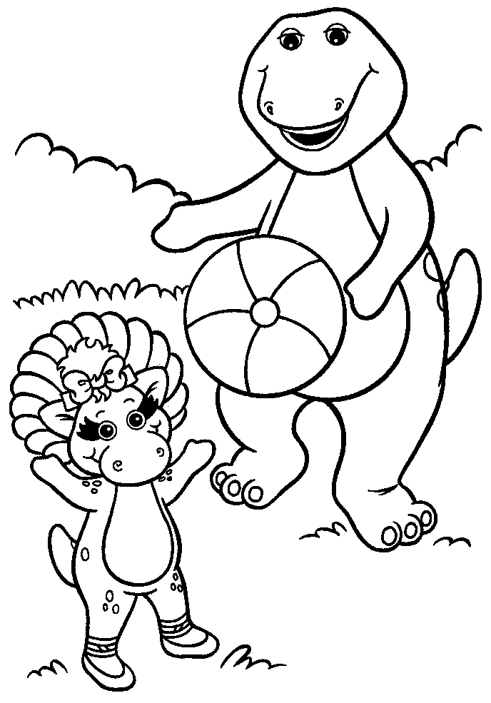 Disegno Barney gioca a palla con la sua amica da colorare Disegno Barney gioca a palla con la sua amica da colorare