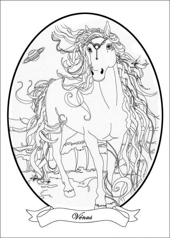 Disegno Bella Sara Venus con criniera e coda ondeggianti da colorare