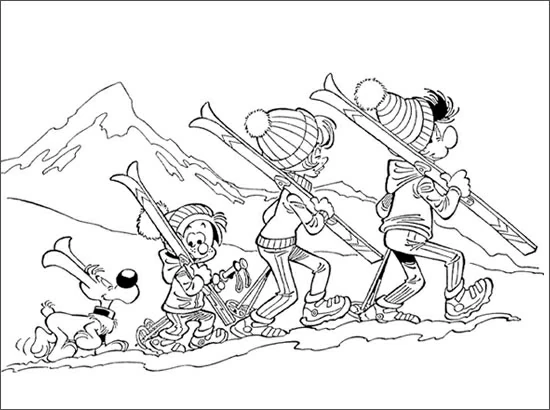 Disegno Billy e Buddy la famiglia in cammino verso la neve da colorare Disegno Billy e Buddy la famiglia in cammino verso la neve da colorare