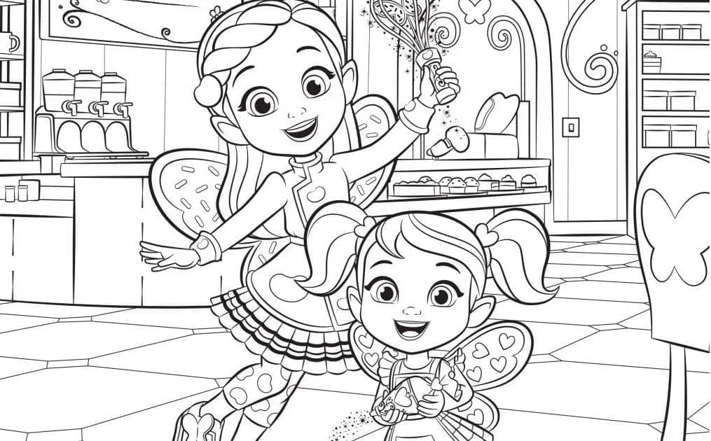 Disegno Butter Beans Cafe fate che danzano nel negozio da colorare