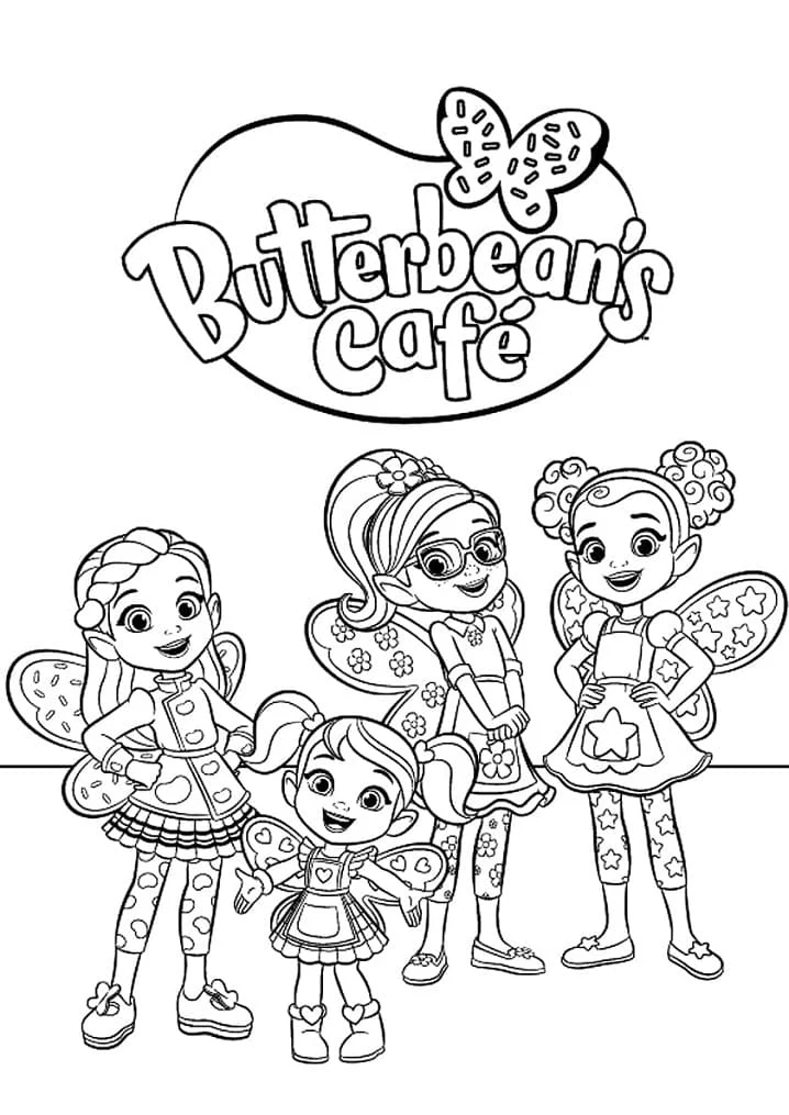 Disegno Butter Beans Cafe, gruppo di personaggi da colorare