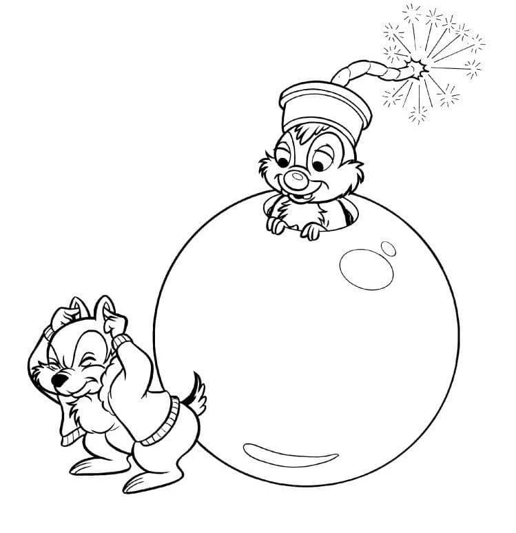 Disegno Chip e Dale con una bomba gigante da colorare Disegno Chip e Dale con una bomba gigante da colorare