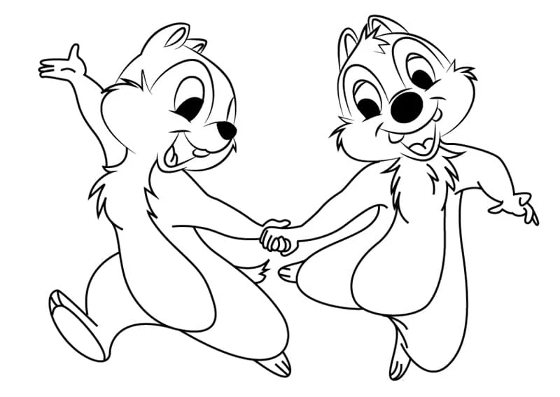 Disegno Chip e Dale che danzano insieme da colorare