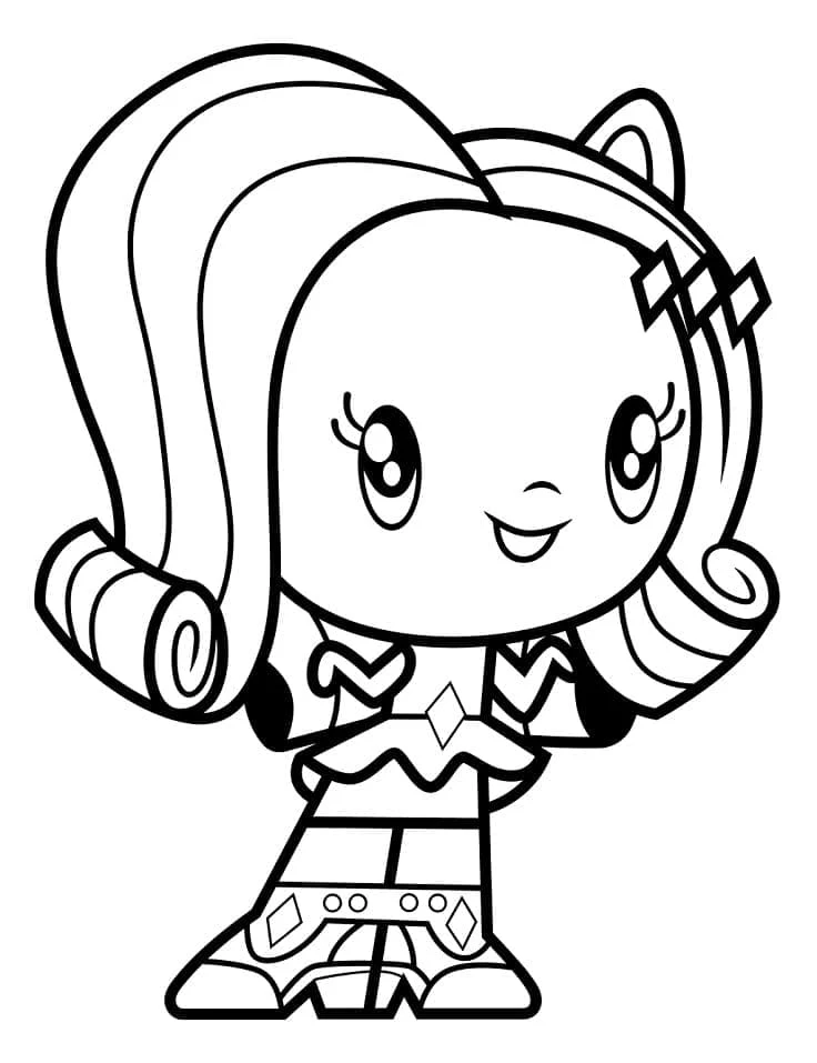 Disegno Rarity in versione chibi con abito a diamanti da colorare