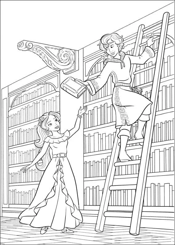 Disegno Elena di Avalor in biblioteca con un amico da colorare Disegno Elena di Avalor in biblioteca con un amico da colorare