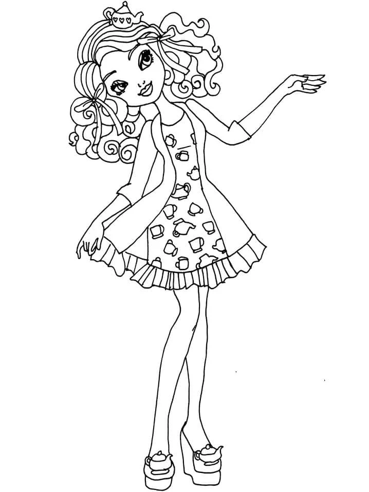 Disegno Madeline Hatter in posa elegante da colorare