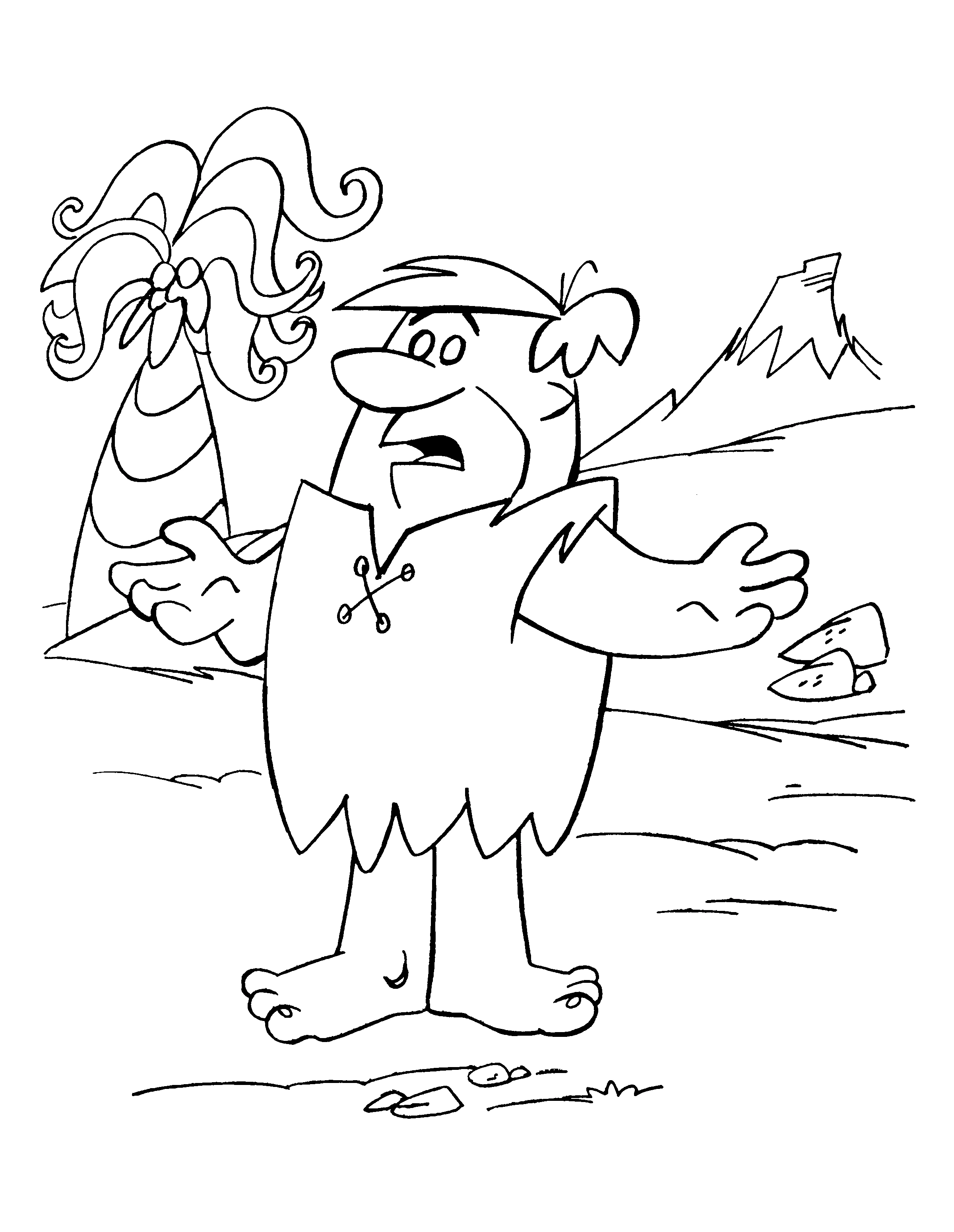 Disegno Fred Flintstone con le braccia spalancate da colorare