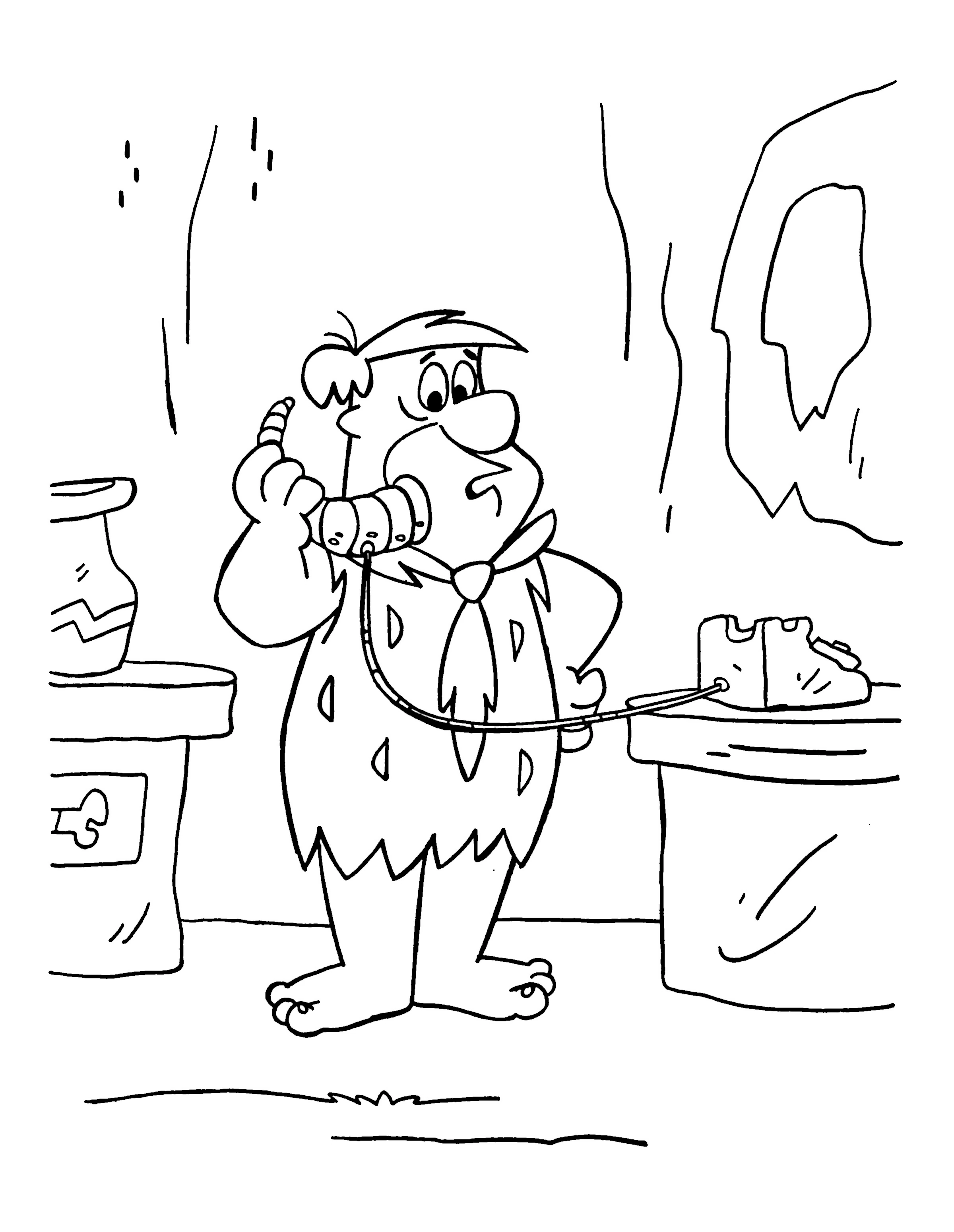 Disegno Fred Flintstone al telefono da colorare Disegno Fred Flintstone al telefono da colorare