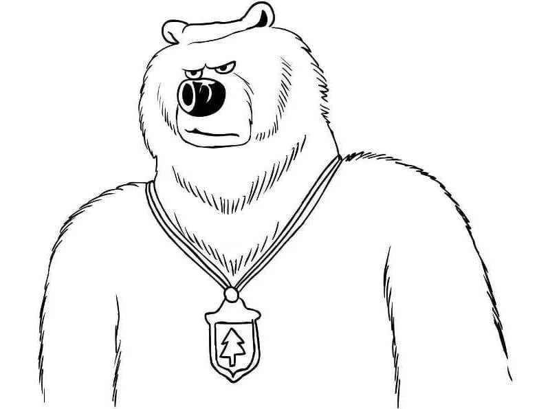 Disegno Grizzy con espressione arrabbiata e medaglione da colorare Disegno Grizzy con espressione arrabbiata e medaglione da colorare