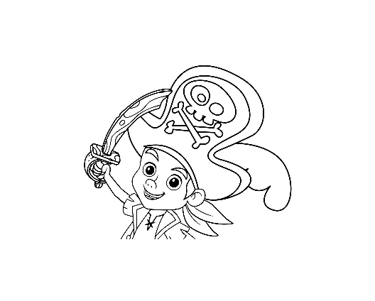 Disegno Jake che solleva la spada con la bandiera pirata da colorare
