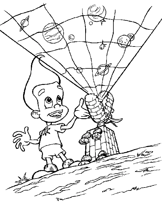 Disegno Jimmy Neutron indica una mappa stellare proiettata da colorare