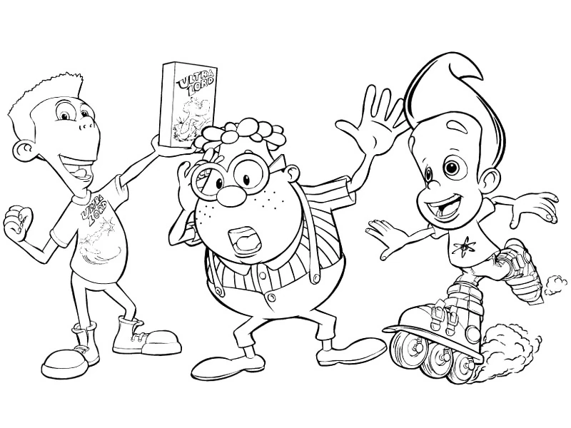 Disegno Jimmy Neutron con Sheen e Carl che si divertono da colorare
