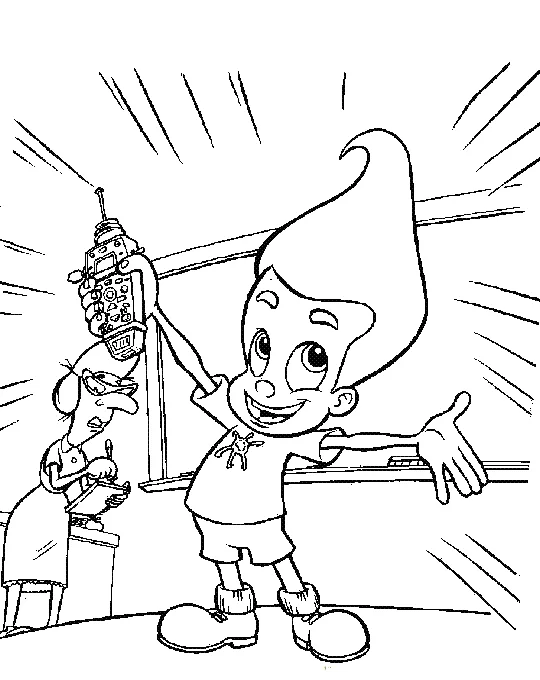 Disegno Jimmy Neutron con un'invenzione in mano da colorare