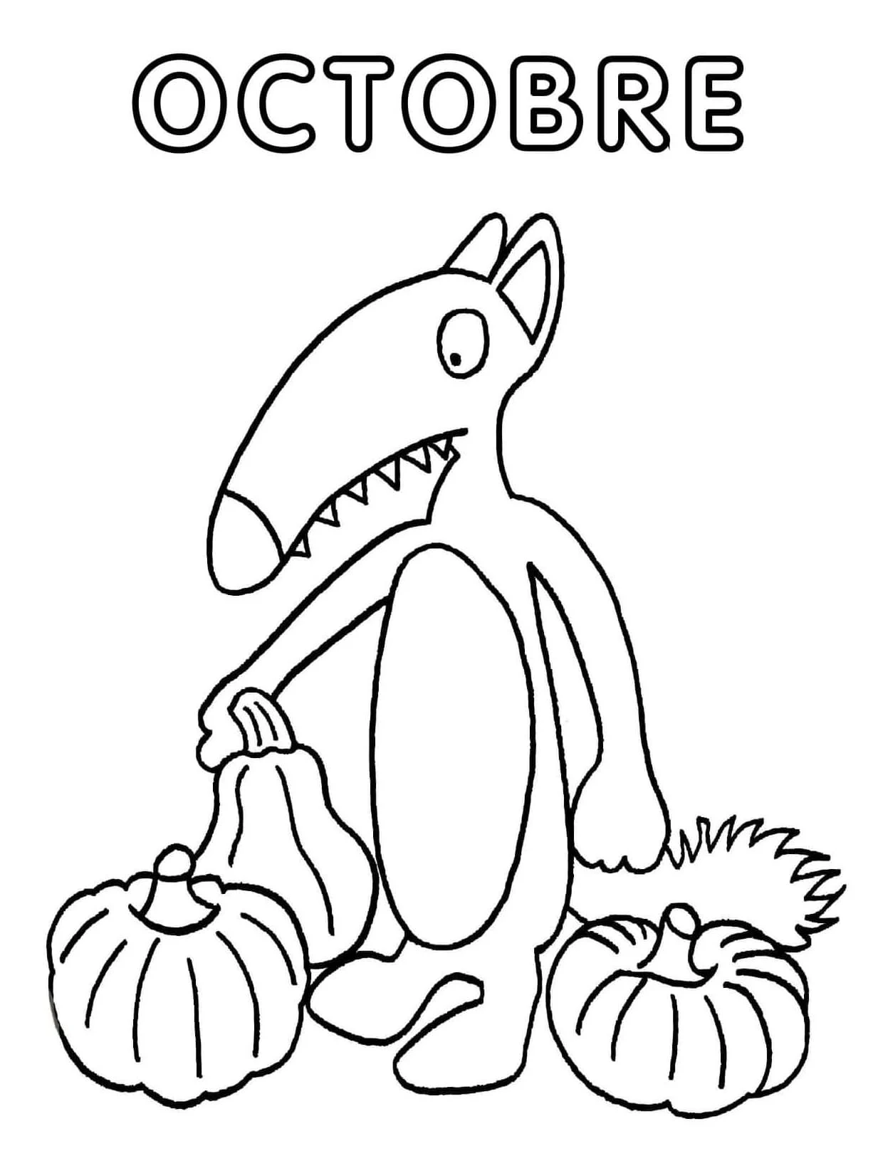 Disegno Lupo Auzou con una zucca in ottobre da colorare Disegno Lupo Auzou con una zucca in ottobre da colorare